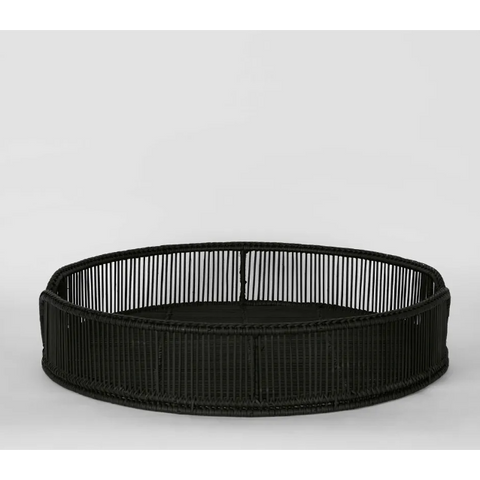 Luca Rattan Round Antique Black Small