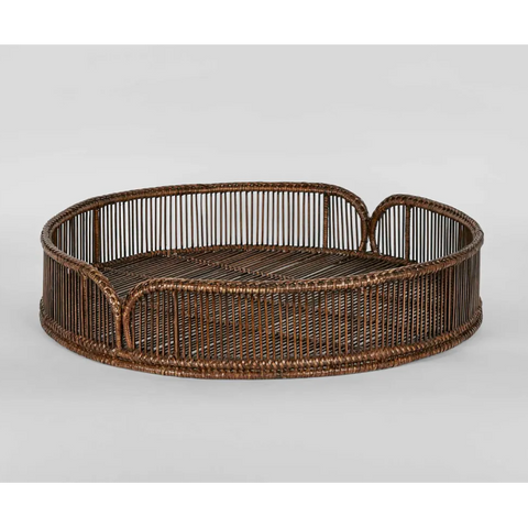 Luca Rattan Round Antique Brown Large