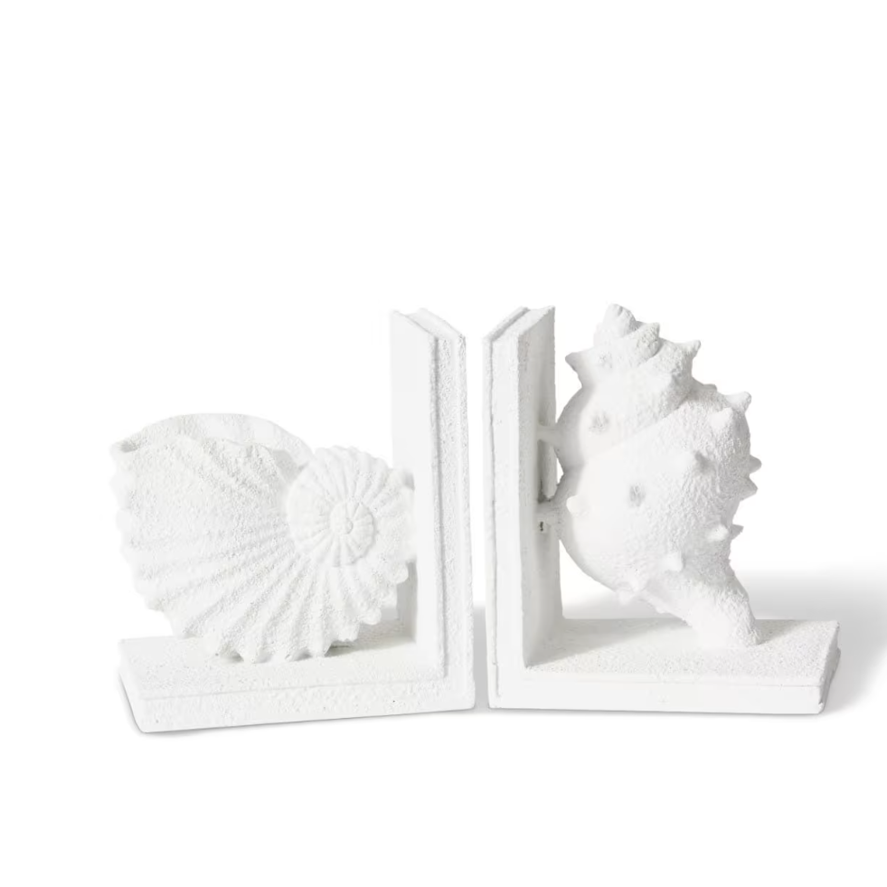 best-outdoor-furniture-Conch Shell Bookends Set/2 White