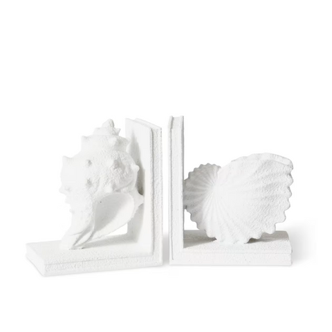 Conch Shell Bookends Set/2 White