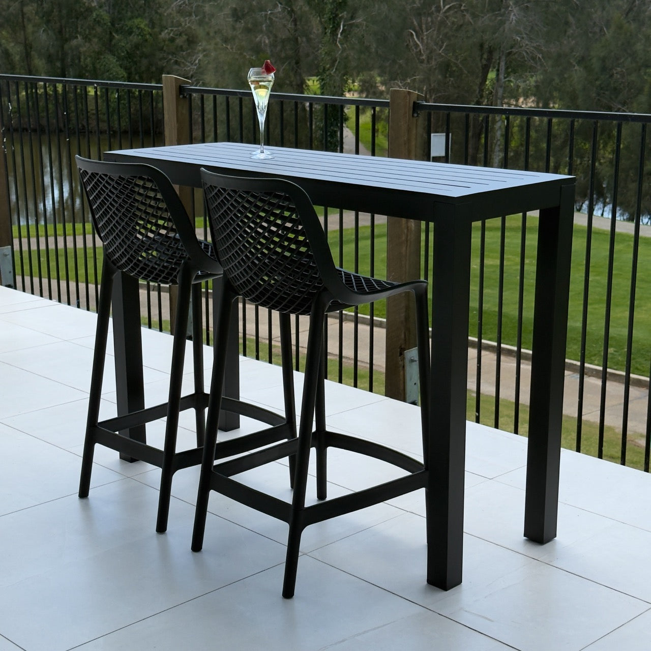 best-outdoor-furniture-Roma 75 - Alum Slat Bar 130 - 3pce - Outdoor Bar Set