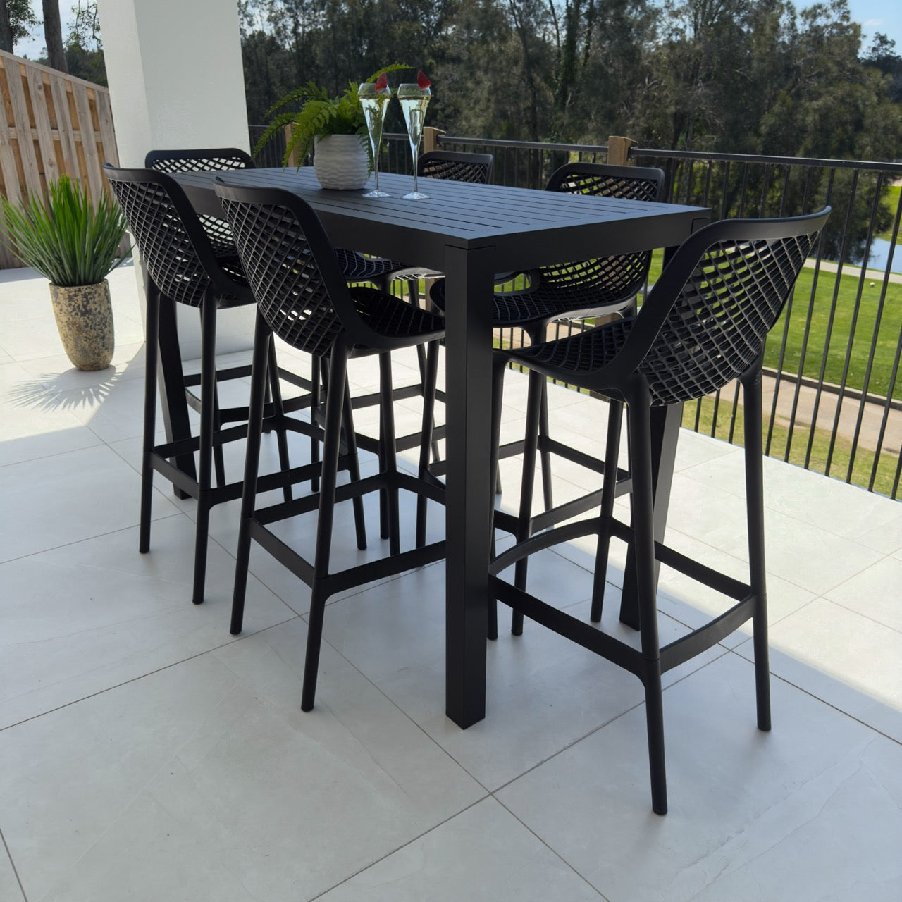 best-outdoor-furniture-Roma 75 - Alum Slat Bar 150 - 7pce - Outdoor Bar Set