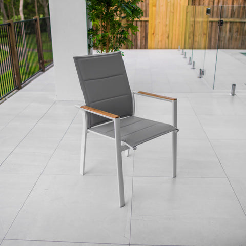 Margot Teak - White/Grey Outdoor Dining Chair