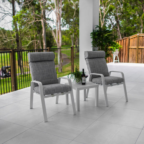 Andorra Slat - 3pce - White/Grey Outdoor Dining Set