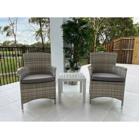 Aspen Slat - 3pce - Bone Outdoor Dining Set