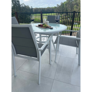 best-outdoor-furniture-Margot - Coventry 105cm - 5pce Outdoor Dining Set White/Grey