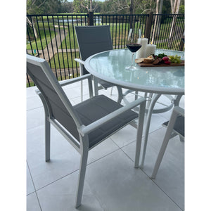 best-outdoor-furniture-Margot - Coventry 105cm - 5pce Outdoor Dining Set White/Grey