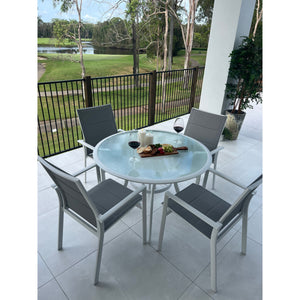 best-outdoor-furniture-Margot - Coventry 105cm - 5pce Outdoor Dining Set White/Grey