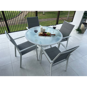 best-outdoor-furniture-Margot - Coventry 105cm - 5pce Outdoor Dining Set White/Grey