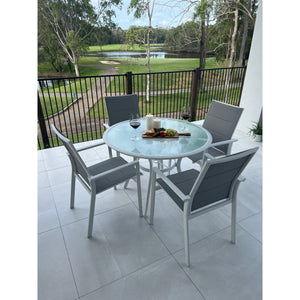 best-outdoor-furniture-Margot - Coventry 105cm - 5pce Outdoor Dining Set White/Grey