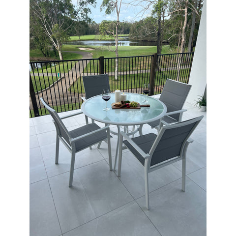 Margot Coventry - 5pce (105x105) - White/Grey Outdoor Dining Set