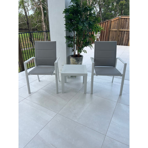 Margot Slat - 3pce - White/Grey Outdoor Dining Set