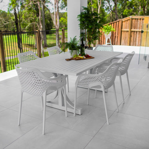 Roma XL Bergen - 7pce (180x100) - White Outdoor Dining Set