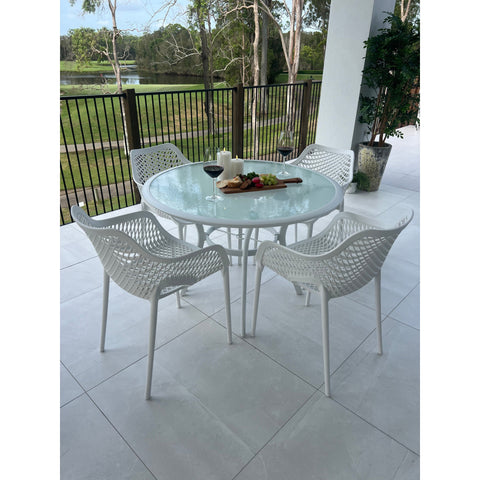 Roma XL Coventry - 5pce (105x105) - White Outdoor Dining Set