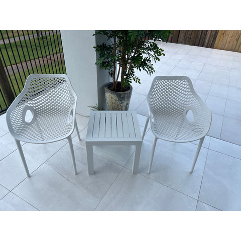 Roma XL Slat - 3pce - White Outdoor Dining Set