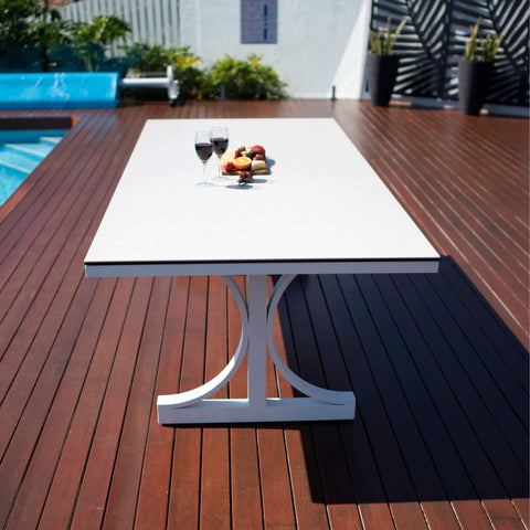 Ceramic - (180x100) - White Outdoor Dining Table