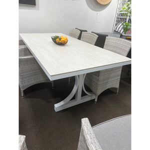 best-outdoor-furniture-Sinter Coastmoon - Dining Table 215*100 Trav Top/White Frame