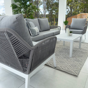 best-outdoor-furniture-Bella Rope 3 - 4pce - White/Grey Outdoor Lounge Setting