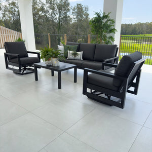 best-outdoor-furniture-Taylah Swivel 3 - 4pce - Black/Canvas Coal Outdoor Lounge Setting