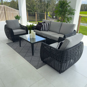 best-outdoor-furniture-Voyage 3 - 4pce - Black/Grey Outdoor Lounge Setting